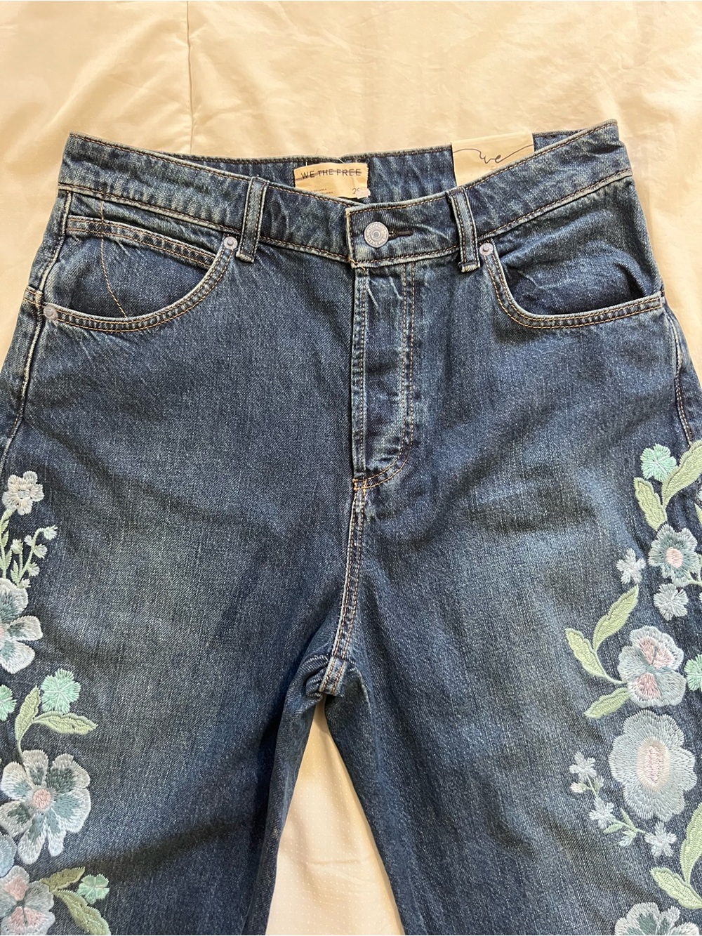 NWT Free People Willow Floral forget me not Embroidered jeans w 29 we the free - Picture 5 of 16
